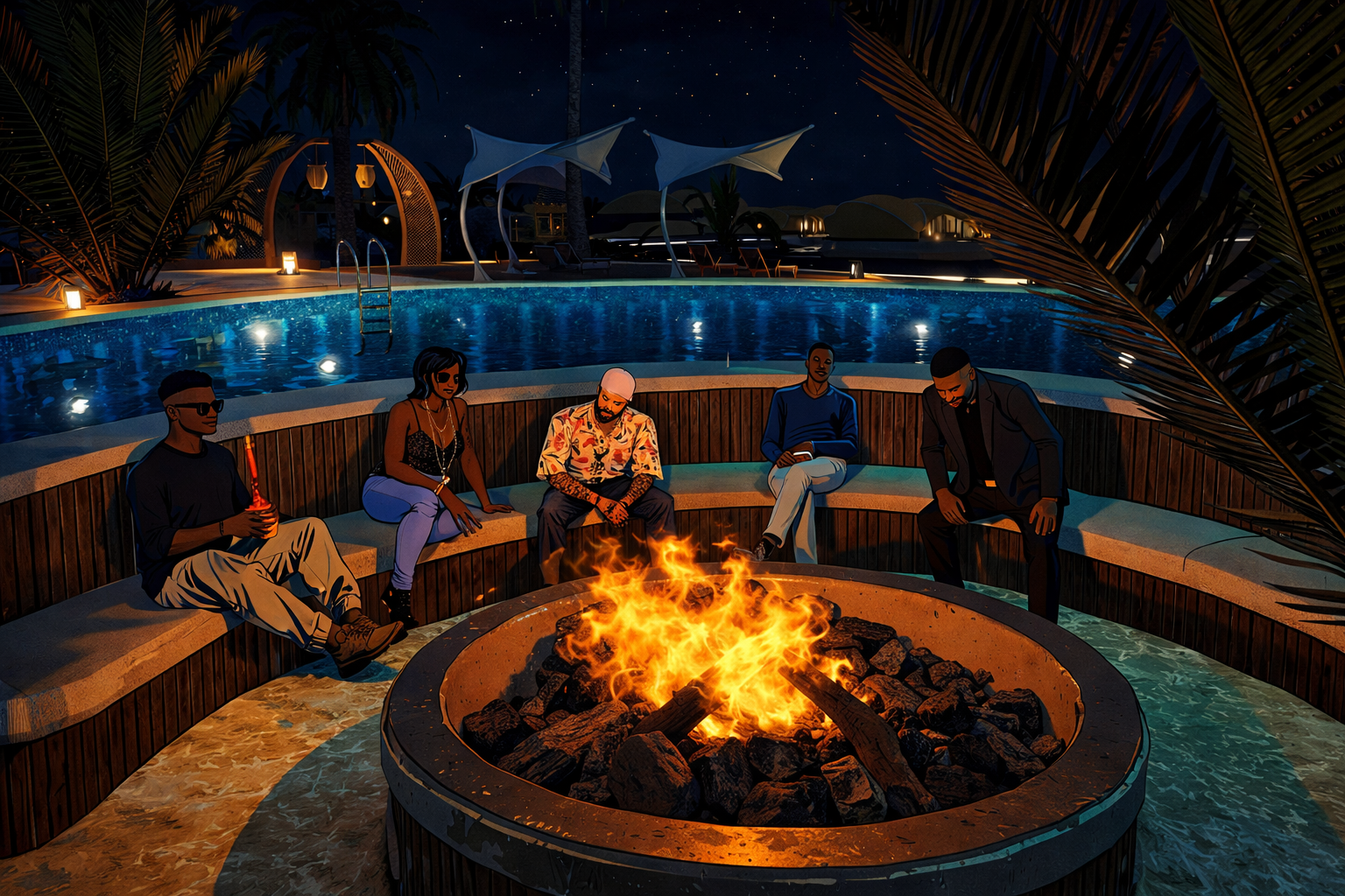 Abend am Pool
