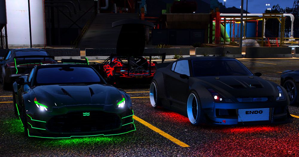 Neon Widebody neben schwarzem Widebody